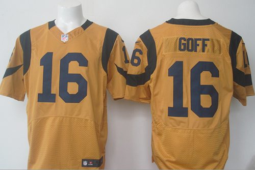 Nike Rams #16 Jared Goff Gold Men's Stitched NFL Elite Rush Jersey